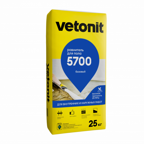 Ровнитель для пола Vetonit 5700, 5-70 мм, 25 кг