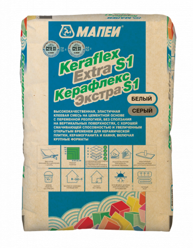 Эластичный клей на цементной основе с переменной реологией Keraflex Extra S1,C2 TE S1, 25 кг