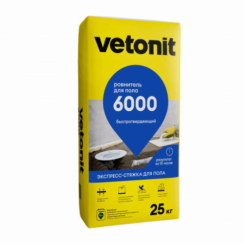 Ровнитель для пола Vetonit 6000, 10-250 мм, 25 кг
