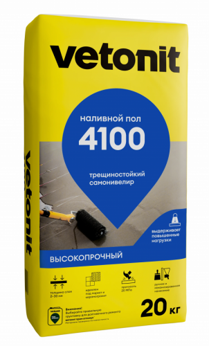 Наливной пол Vetonit 4100, 2-30 мм, 20 кг