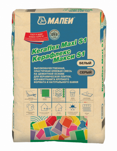 Цементный эластичный клей Мапеи Керафлекс Макси S1 Серый, C2TE S1, 25 кг