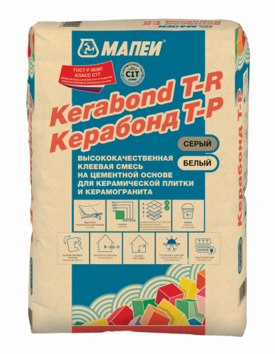 Клей на цементной основе Мапеи Керабонд Т-Р, С1T, Серый, 25 кг